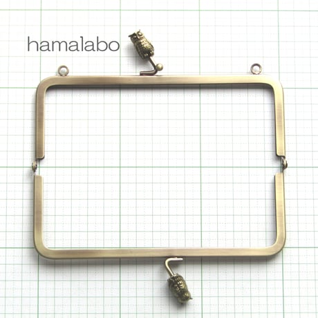 【HA-1295】フクロウの口金15cm/角型(アンティークゴールド)・カン付き