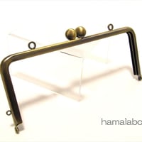 【HA-1466】18cm/角型口金(碁石×アンティークゴールド)カン付き