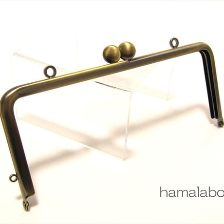【HA-1466】18cm/角型口金(碁石×アンティークゴールド)カン付き