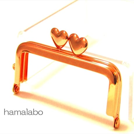 【HA-2056】ハート口金 7.5cm/角型(ローズゴールド-ピンクゴールド)