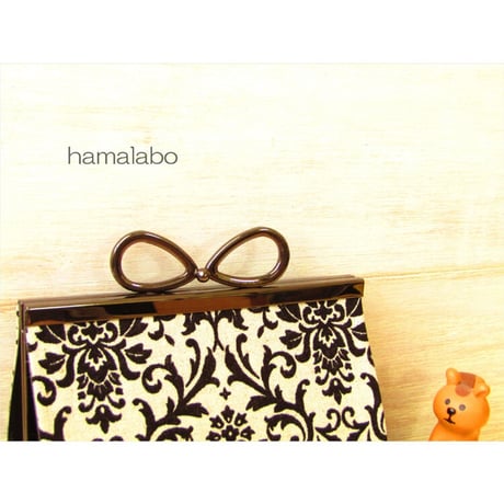 【HA-1797】12cm浮き足口金/(新リボン×ブラック)