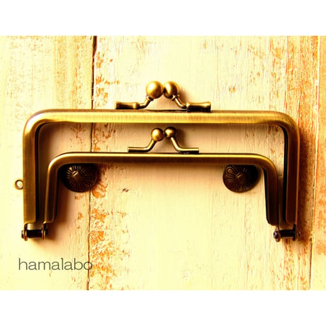 【HA-1372】親子口金12cm(竹の根ひねり×アンティークゴールド)