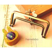 【HA-1688】親子口金12cm(ペアウサギ×アンティークゴールド)