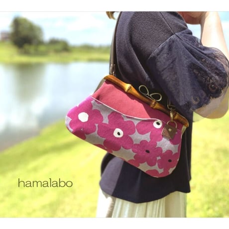 【KT-2110】がま口(ポケット)クラッチバッグ＆ショルダーバッグの型紙＆レシピ【24cm/角型用】