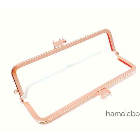 【HA-2105】ぽっちゃりネコ太の口金 16.5cm/角型(ソフトピンク)