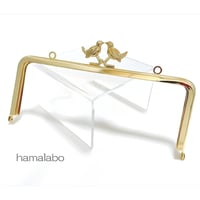 【HA-2227】18cm角型口金/小鳥のピースケ/カン付き/ゴールド