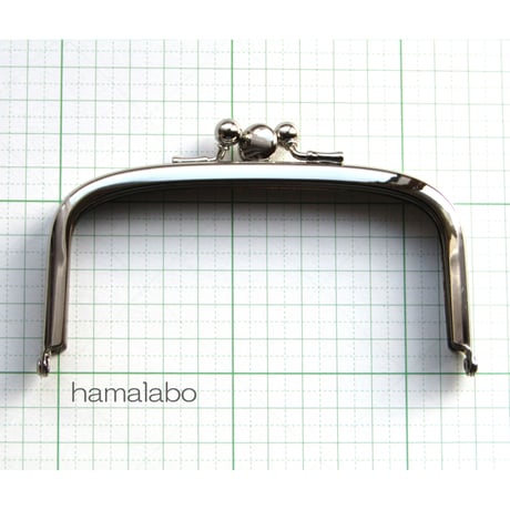 【HA-1369】三枚口(二口口金)12cm/(竹の根ひねり×シルバー)