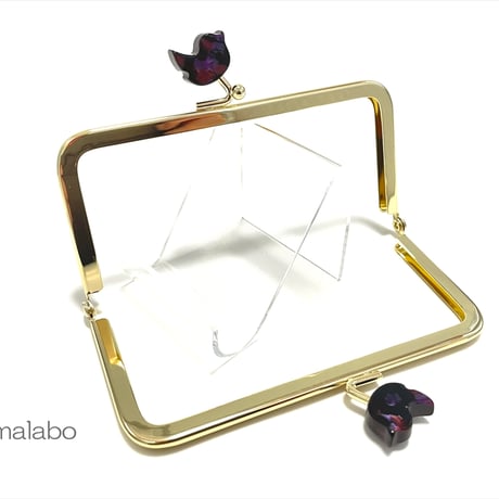 在庫調整で今だけ30％引き！【HA-b1121】12cm角型口金/コトリ型(鉱石模様)/ゴールド