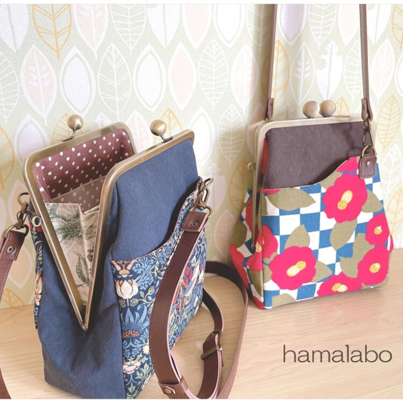 KT-2125】縦長版！ジャバラ式がま口ポケットショルダーバッグの型紙