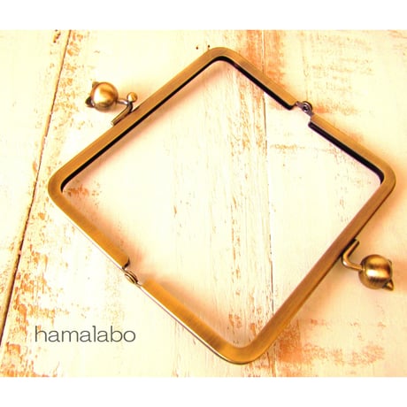 【HA-485】12cm/角型(ネコ玉×アンティークゴールド)