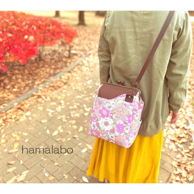 KT-2098】縦長版！A4が入る！がま口ポケットショルダーバッグの型紙