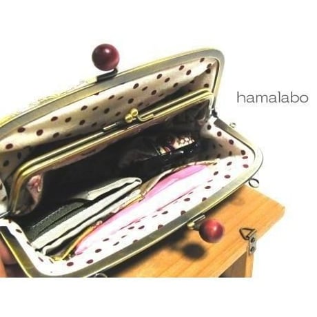 【HA-349】親子口金 19cm(アメ玉×アンティークゴールド)・カン付き