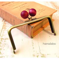 【HA-2177】12cm/角型(ちょっと大きな紫色の木玉×アンティーク)