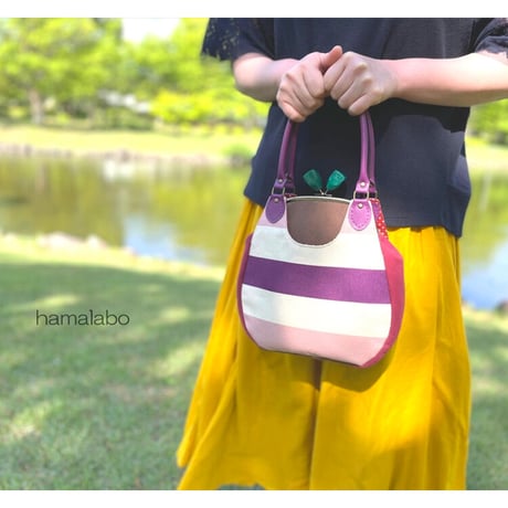 【KT-2119】がま口あおりミニバッグの型紙＆レシピ【18cm/くし型用】