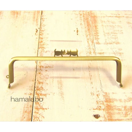 【HA-2030】ぽっちゃりネコ太の口金 16.5cm/角型(アンティークゴールド)