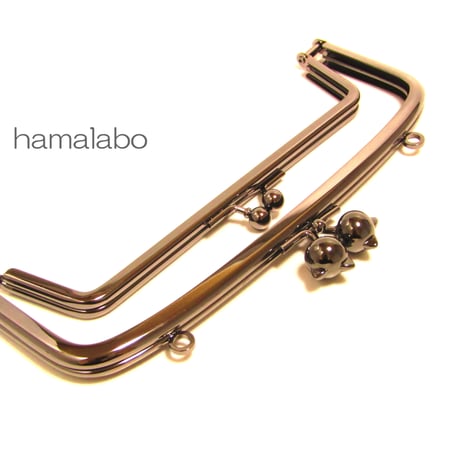【HA-450】親子口金19cm(ネコ玉×ブラック)・カン付