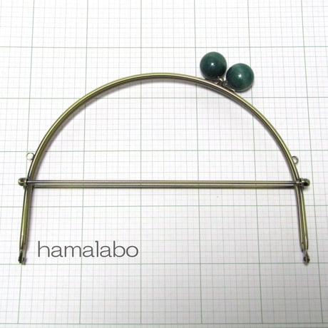 【HA-388】24cmベンリー口金/(大きな紺色の木玉×アンティークゴールド)・カン付き