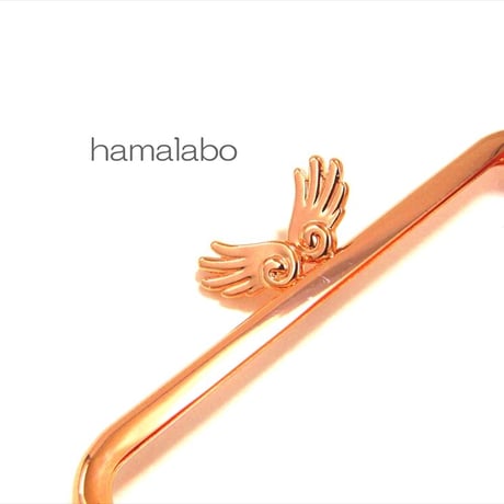 【HA-1790】「天使の羽」の口金/12cm角型(ローズゴールド)