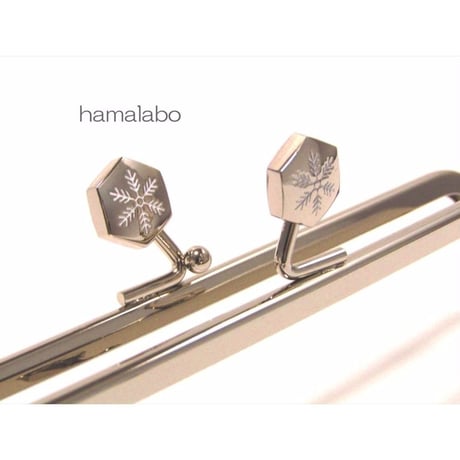 【HA-1475】16.5cm角型の口金(六花-雪の結晶×シルバー)