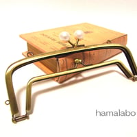 【HA-438】親子口金 19cm(コットンパール玉×アンティークゴールド)・カン付き