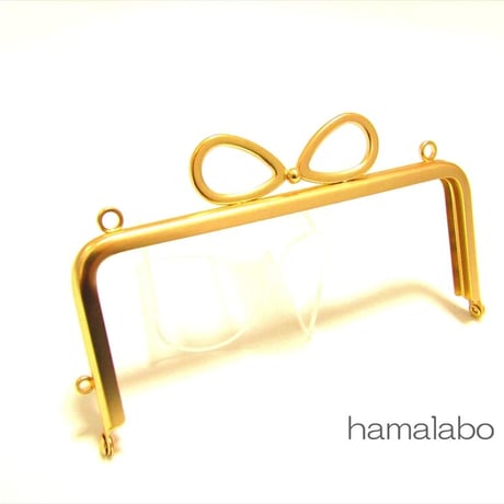 【HA-2062】13.5cm口金/(新リボン×ソフトゴールド)・カン付き