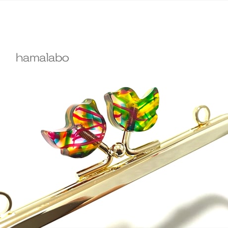 在庫調整で今だけ30％引き！【HA-b1125】12cm角型口金/コトリ型(レトロ模様)/ゴールド/カン付き