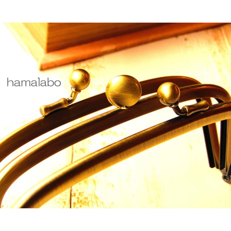 【HA-1370】三枚口(二口口金)12cm/(竹の根ひねり×アンティークゴールド)