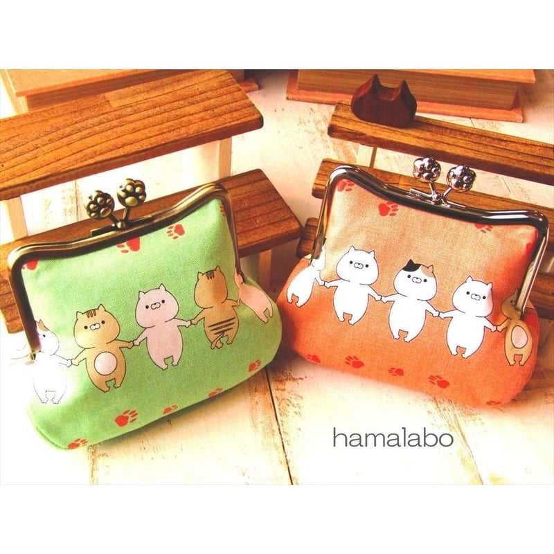 KT-2046】☆ネコ耳タイプ☆がま口ポーチ(マチ別)の型紙＆レシピ