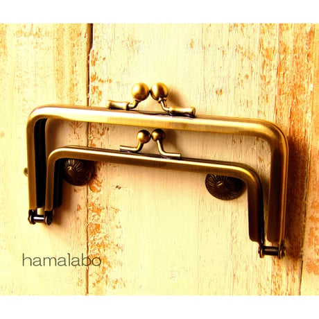 【HA-1372】親子口金12cm(竹の根ひねり×アンティークゴールド)