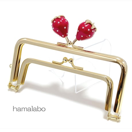 【HA-2455】親子口金 12cm/イチゴ(赤色)/ゴールド