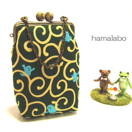 【HA-1575】持ち手付きの押し口金8.5cm/角型(アンティークゴールド)