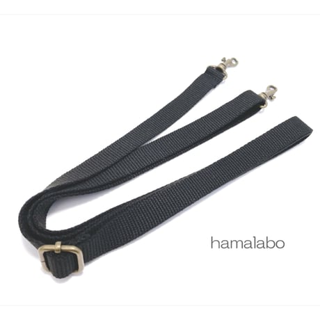 【HA-705】がま口バッグ用の肩下げ(ショルダーテープ黒色)-細め-アンティーク
