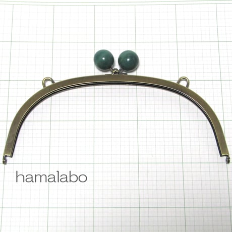 【HA-391】24cmくし型/(大きな紺色の木玉×アンティークゴールド)・カン付き