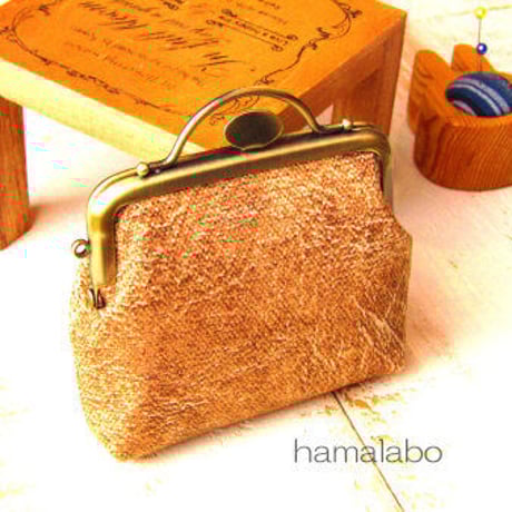 【HA-1575】持ち手付きの押し口金8.5cm/角型(アンティークゴールド)