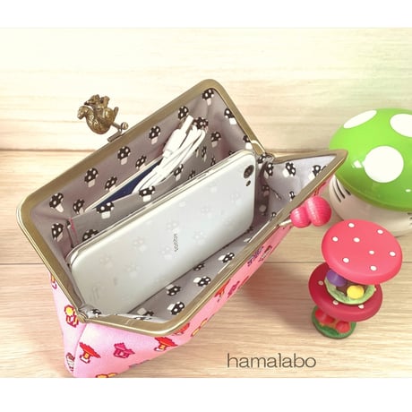 【KT-2080】がま口スマホケース(大きめサイズ)の型紙＆レシピ【18cm/角型用】