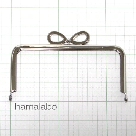 【HA-380】リボン口金/12cm角型(シルバー)