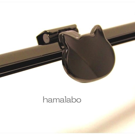 (販売休止)【HA-1589】オコシ式口金22cm/角型(ネコ×ブラック)
