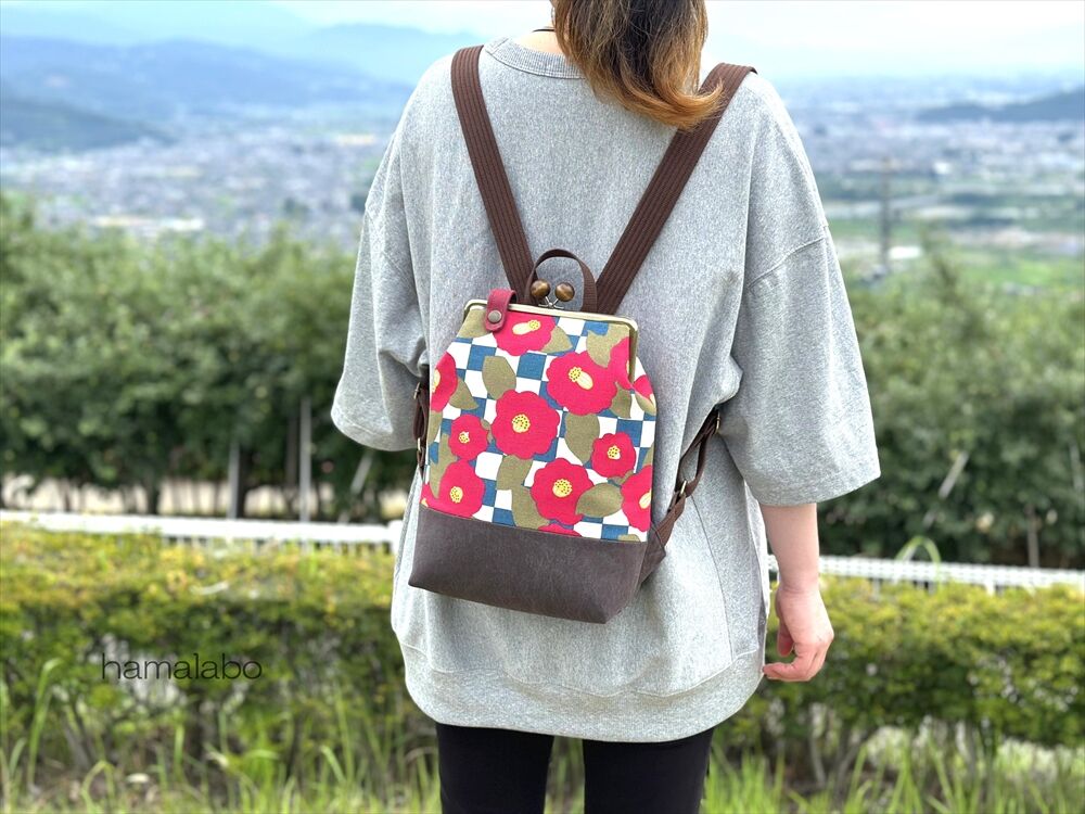 KT-2123】がま口ミニリュックの型紙＆レシピ【18cm/角型用 
