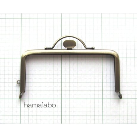 【HA-1573】持ち手付きの押し口金12cm/角型(アンティークゴールド)