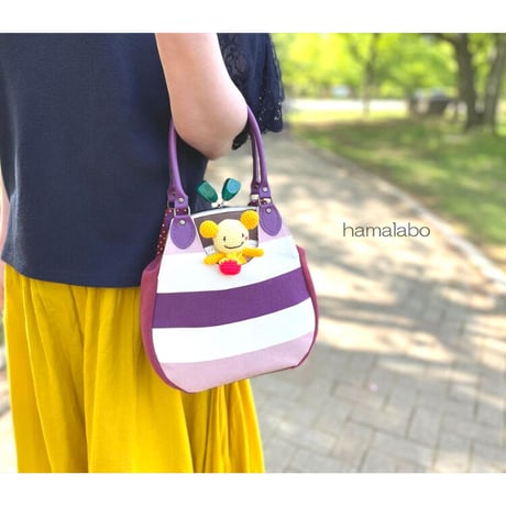 【KT-2119】がま口あおりミニバッグの型紙＆レシピ【18cm/くし型用】