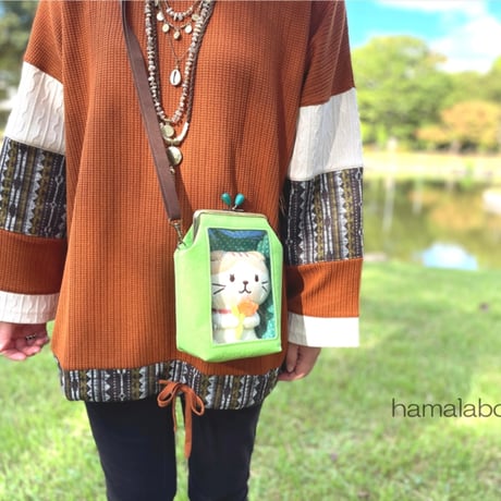 【KT-2141】通常サイズ版！推しぬい用がま口ポーチ(ショルダー可能)の型紙＆レシピ【12cm/角型用】