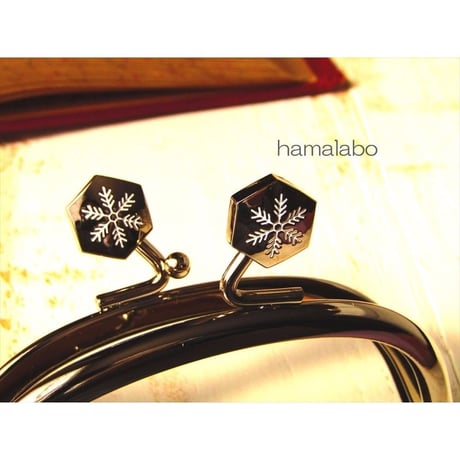 【HA-1469】10cmくし型の口金(六花-雪の結晶×シルバー)