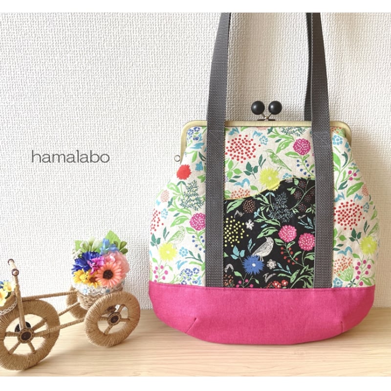 KT-2139】大きめ＆スリム型！がま口トートバッグ(持ち手付き)の型紙