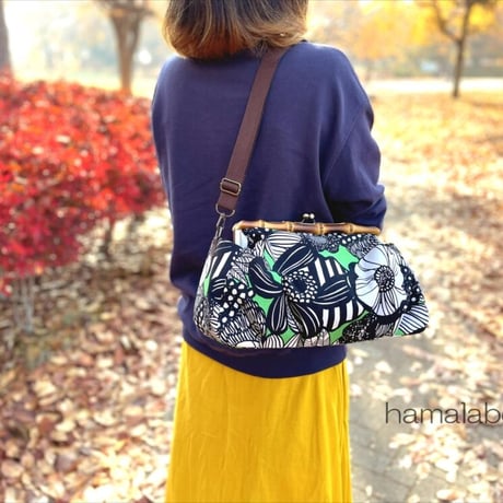 【KT-2113】<特大サイズ>タック入りがま口バッグの型紙＆レシピ【27cm/角型用】