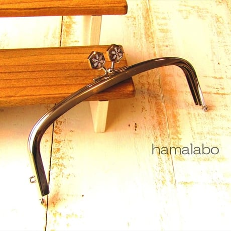 【HA-1561】17cm/くし型の口金/(六花-雪の結晶×シルバー)