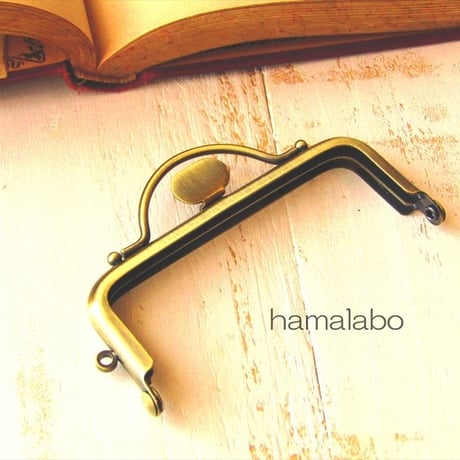 【HA-1575】持ち手付きの押し口金8.5cm/角型(アンティークゴールド)