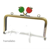 【HA-2580】12cm/角型(赤リンゴ×青リンゴ×アンティークゴールド)・カン付き
