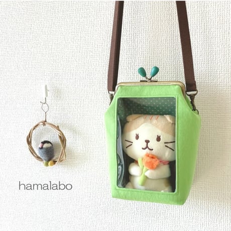 【KT-2141】通常サイズ版！推しぬい用がま口ポーチ(ショルダー可能)の型紙＆レシピ【12cm/角型用】