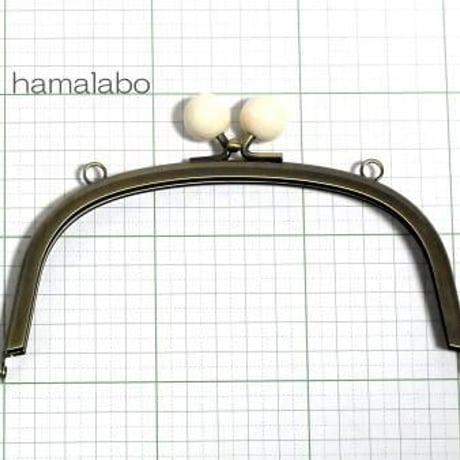 【HA-1418】15cm/くし型(白玉×アンティークゴールド)・カン付き