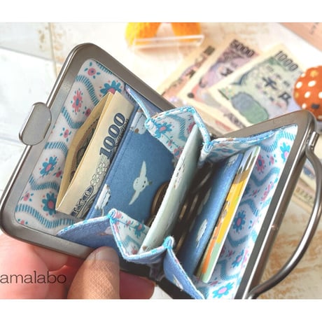 【HA-2010】碁石口金 7.5cm角型/足長タイプ (シルバー)